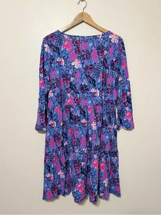 Lilly Pulitzer Geanna Floral Swing Dress Size XXL Blue Pink - Picture 6 of 9